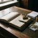 financiele-compliance-documenten-zakelijk-bureaujpg - Hoek en Blok.IT Opengeslagen financieel grootboek met handgeschreven cijfers, eurogeld en beveiligingsslot op een directiebureau
