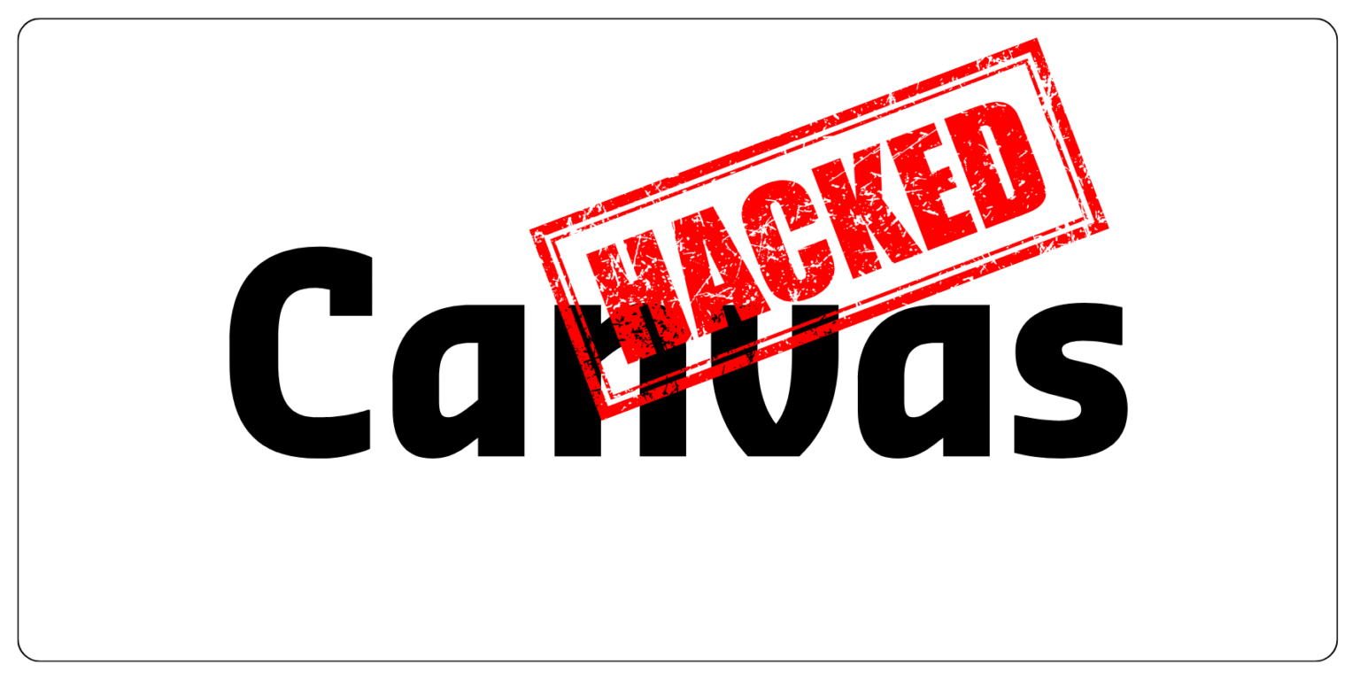 Canvas hacked - Hoek en Blok.IT Bold word 'Canvas' with a diagonal red 'PACKED' stamp across it on a white background, graphic-style.