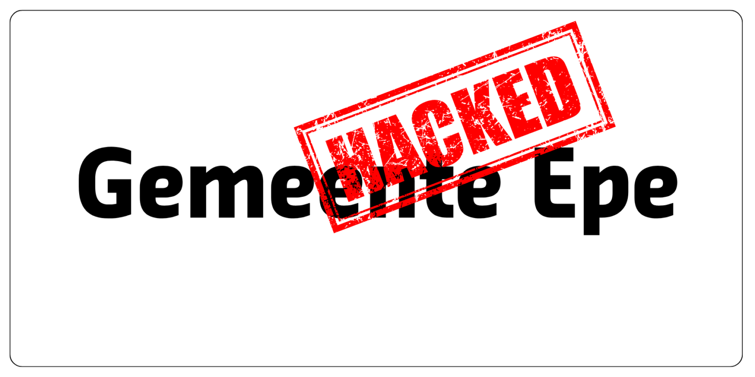 White sign featuring bold black text 'Gemeinde Epe' with a diagonal red 'FAILED' stamp across it.